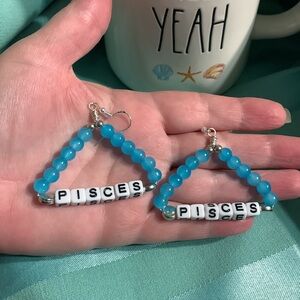 Pisces Earrings Blue Glass